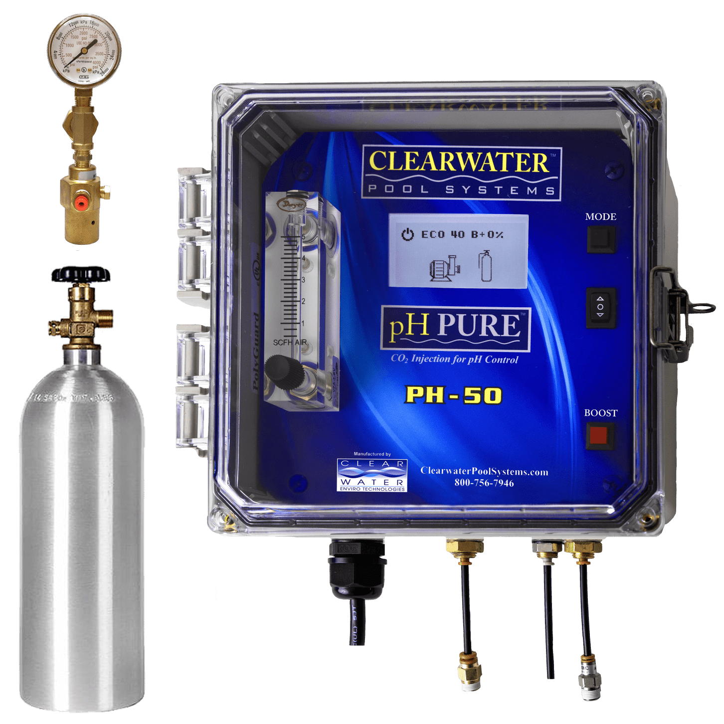 PH-50: ph-Regulierung mit CO2 - Clearwater Pool Systems - Schweiz